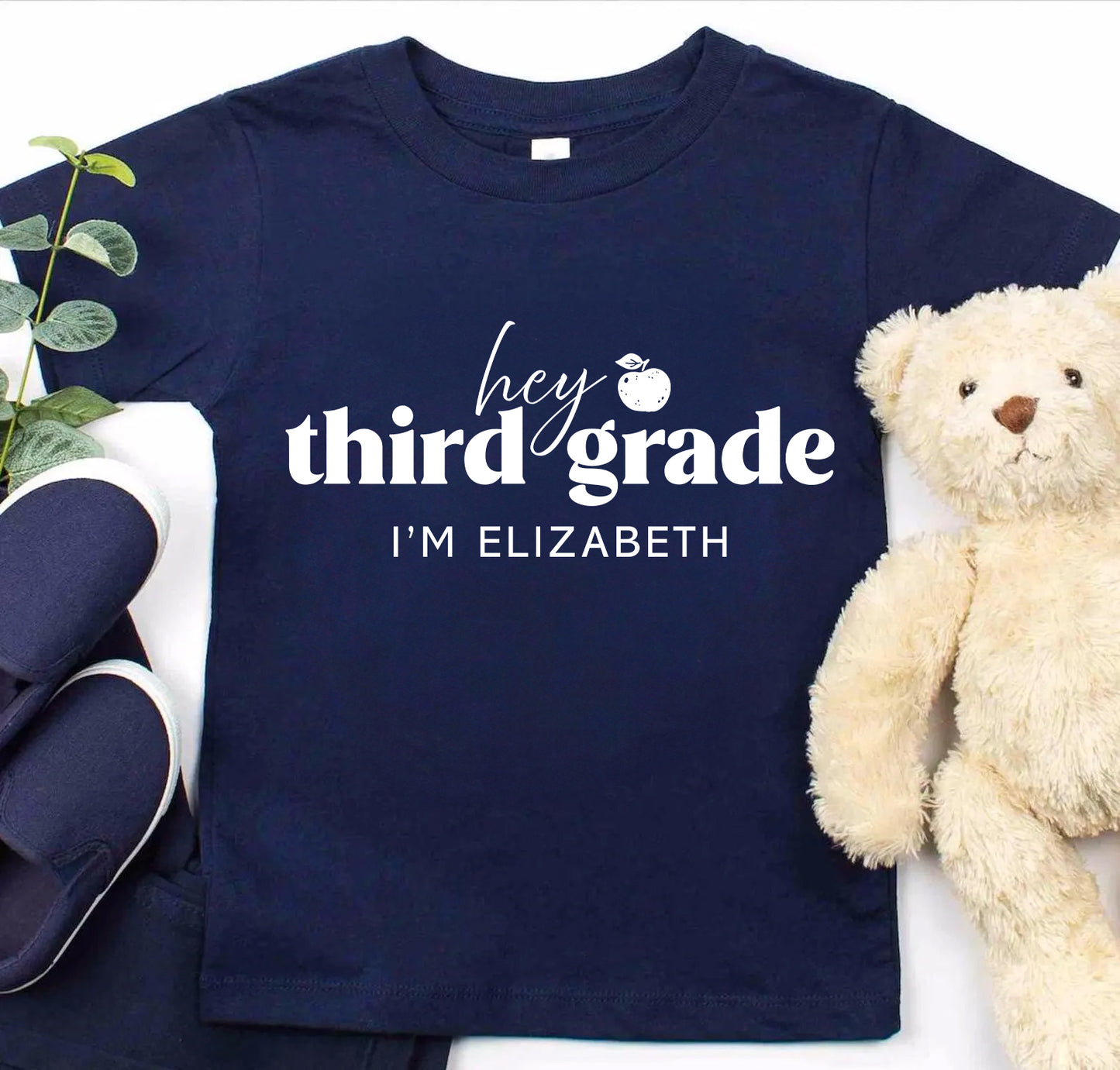 Hey Third Grade Personalized Kids Back to School Shirt