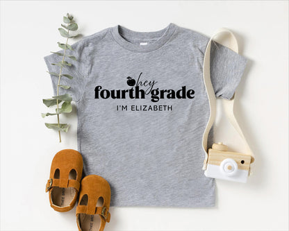 Hey Fourth Grade Personalized Kids Back to School Shirt