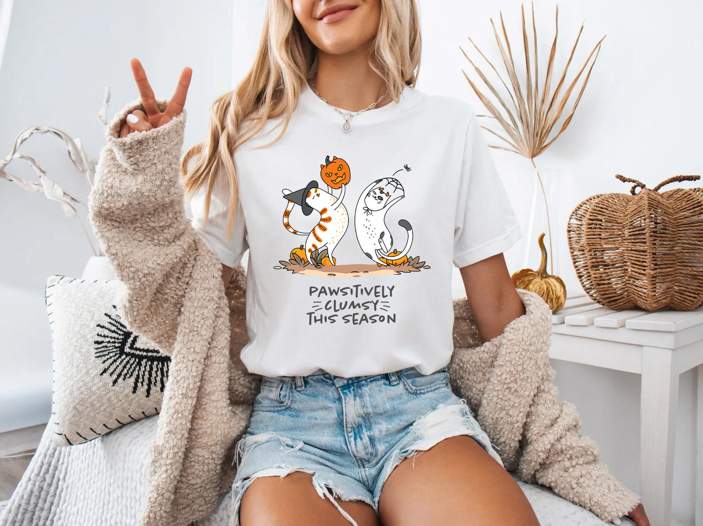 Pawsitively Clumsy This Season – Funny Fall Cat Shirt