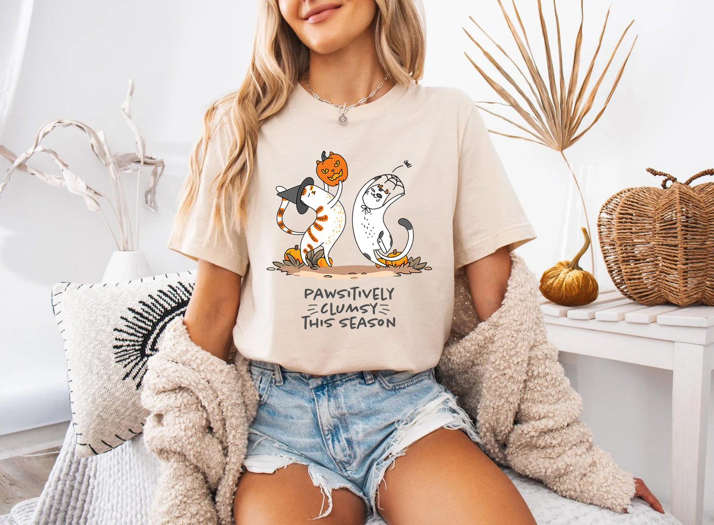 Pawsitively Clumsy This Season – Funny Fall Cat Shirt