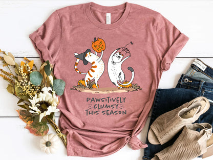 Pawsitively Clumsy This Season – Funny Fall Cat Shirt