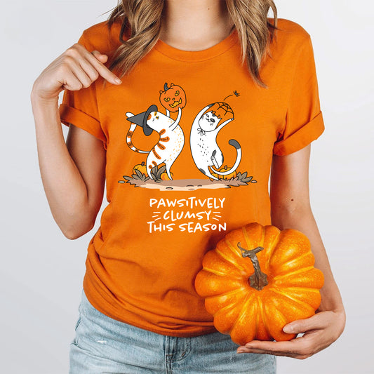 Pawsitively Clumsy This Season – Funny Fall Cat Shirt