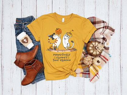 Pawsitively Clumsy This Season – Funny Fall Cat Shirt