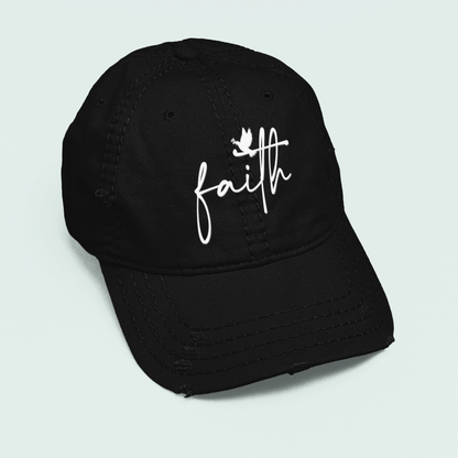Minimalist 'Faith' Designed Distressed Cap | Christian Gift Idea | A Gentle Reminder of Faith