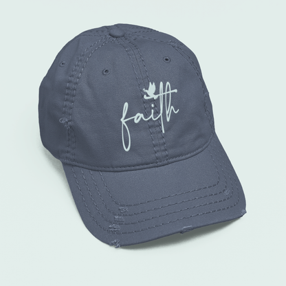Minimalist 'Faith' Designed Distressed Cap | Christian Gift Idea | A Gentle Reminder of Faith