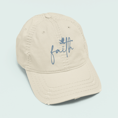 Minimalist 'Faith' Designed Distressed Cap | Christian Gift Idea | A Gentle Reminder of Faith