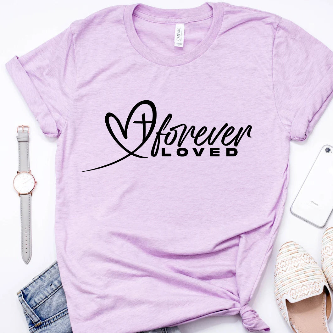 Forever Loved Valentine’s Shirt | Christian Heart & Cross Design | Faith-Based Gift