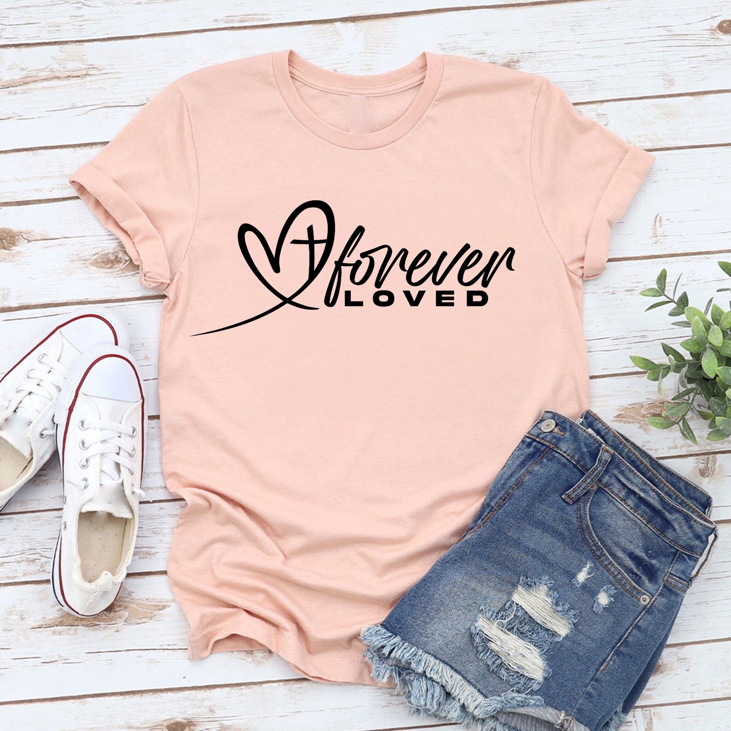 Forever Loved Valentine’s Shirt | Christian Heart & Cross Design | Faith-Based Gift