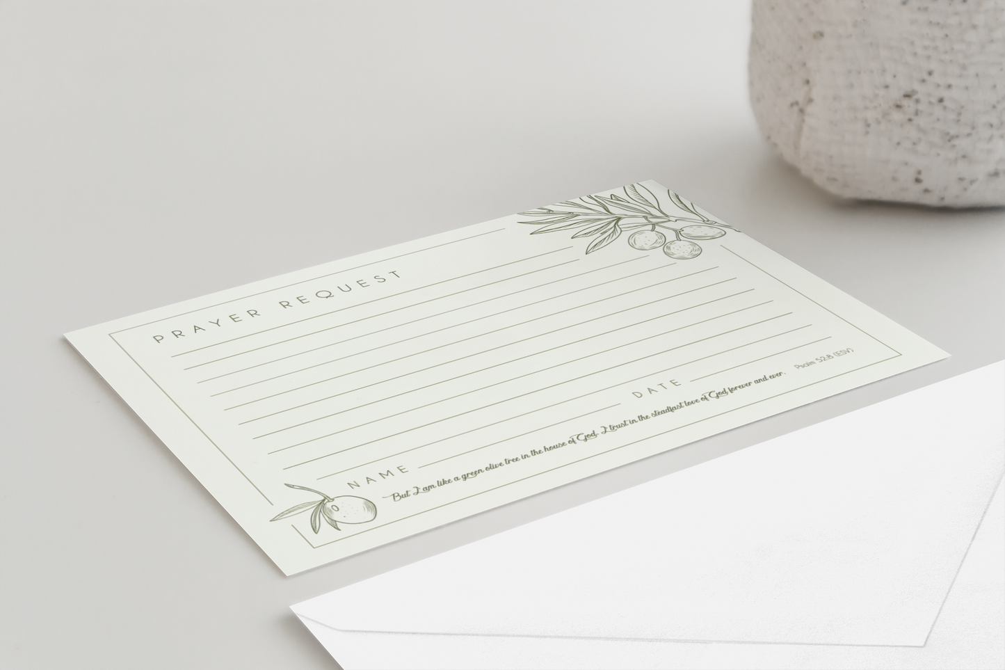 Elegant Prayer Request Cards | Double-Sided Christian Stationery with Olive Branch Design | Spiritual Encouragement & Religious Gifts