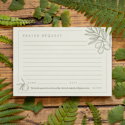 Elegant Prayer Request Cards | Double-Sided Christian Stationery with Olive Branch Design | Spiritual Encouragement & Religious Gifts