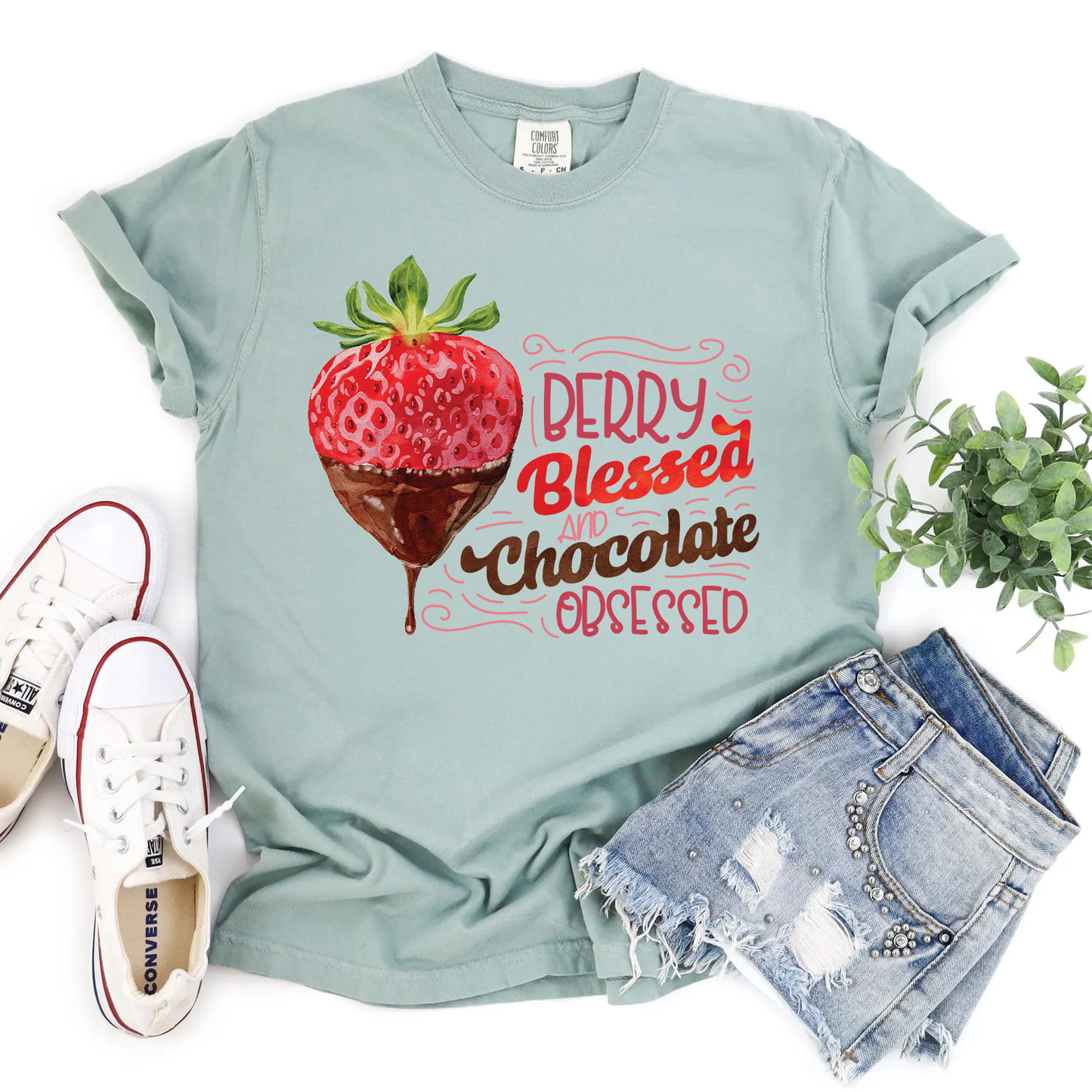 Berry Blessed and Chocolate Obsessed Valentine’s Day Shirt | Chocolate Strawberry Tee