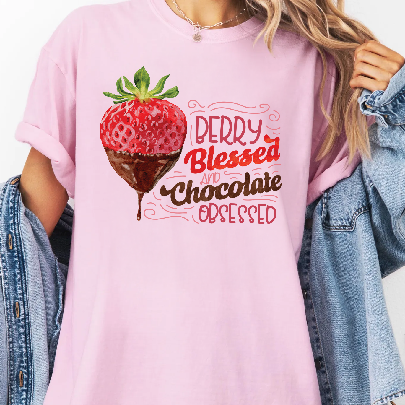 Berry Blessed and Chocolate Obsessed Valentine’s Day Shirt | Chocolate Strawberry Tee