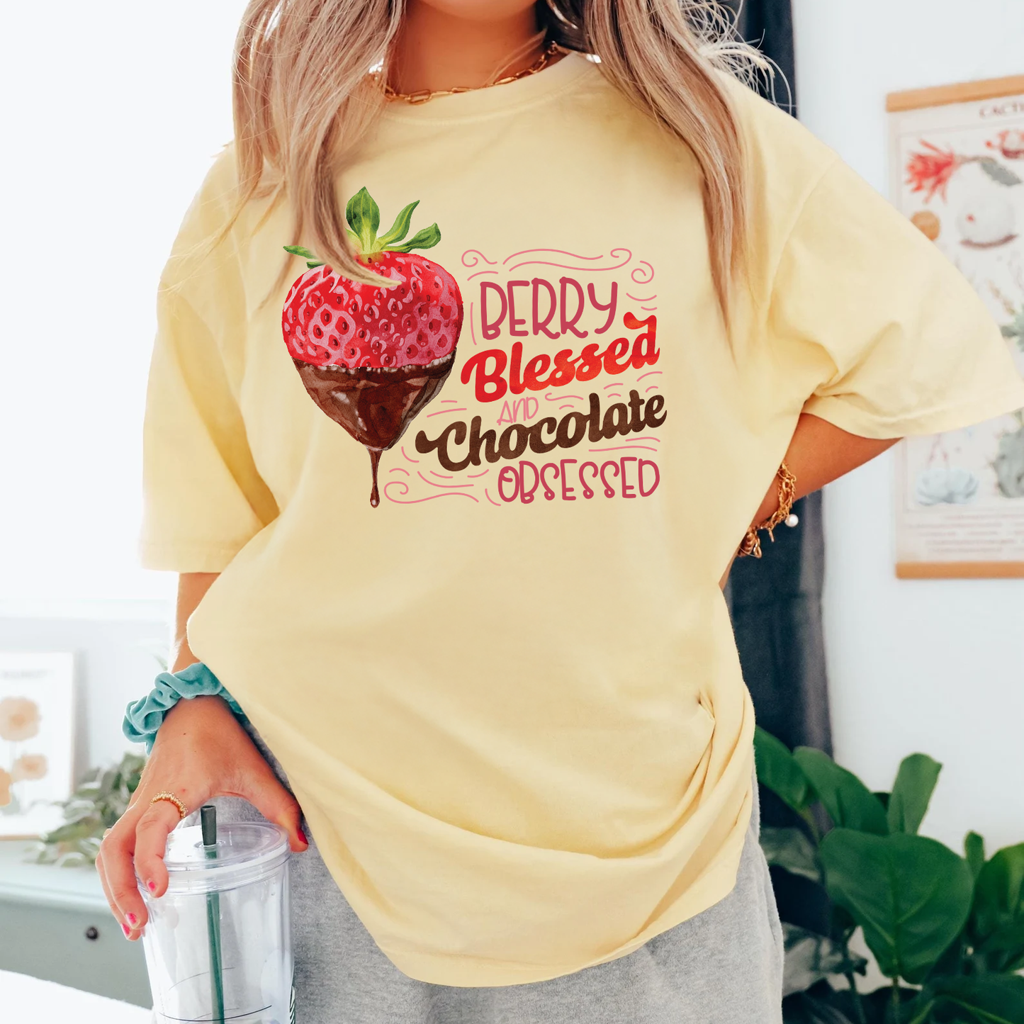 Berry Blessed and Chocolate Obsessed Valentine’s Day Shirt | Chocolate Strawberry Tee