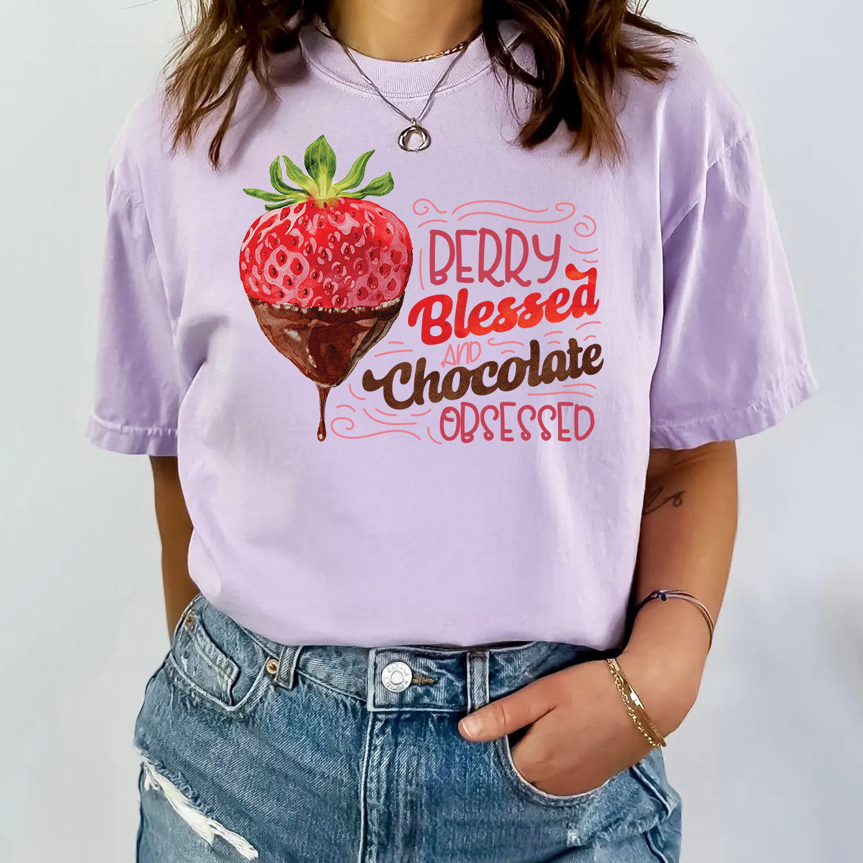 Berry Blessed and Chocolate Obsessed Valentine’s Day Shirt | Chocolate Strawberry Tee