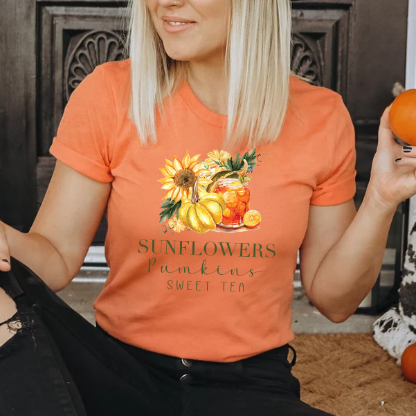 Sunflowers, Pumpkins & Sweet Tea | Fall Graphic Tee | Southern Fall Vibes