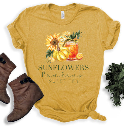 Sunflowers, Pumpkins & Sweet Tea | Fall Graphic Tee | Southern Fall Vibes