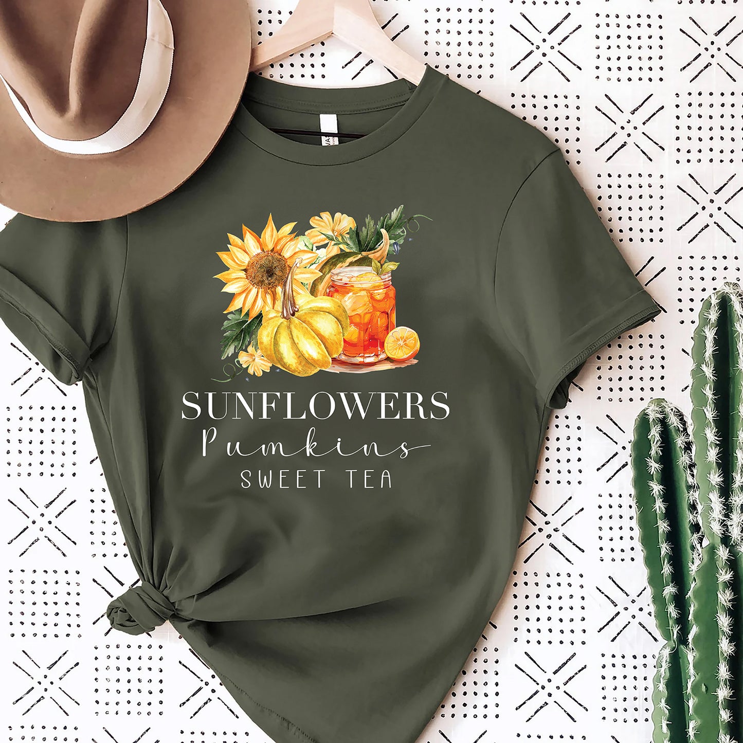 Sunflowers, Pumpkins & Sweet Tea | Fall Graphic Tee | Southern Fall Vibes