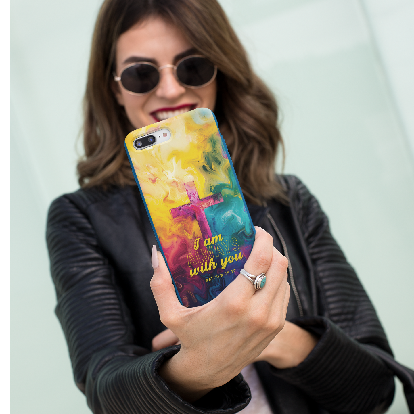 I Am Always With You, Matthew 28:20 Watercolor Cross Flexi Phone Case | Christian Gift | Scripture Art Accessory