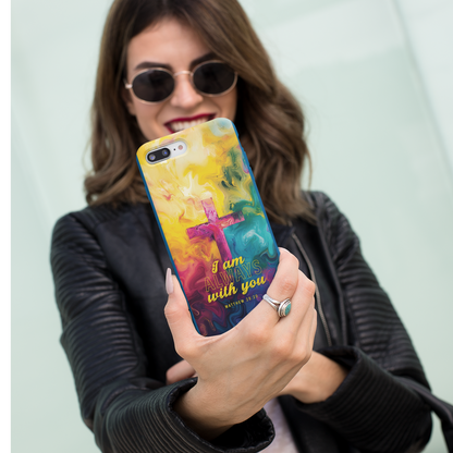 I Am Always With You, Matthew 28:20 Watercolor Cross Flexi Phone Case | Christian Gift | Scripture Art Accessory