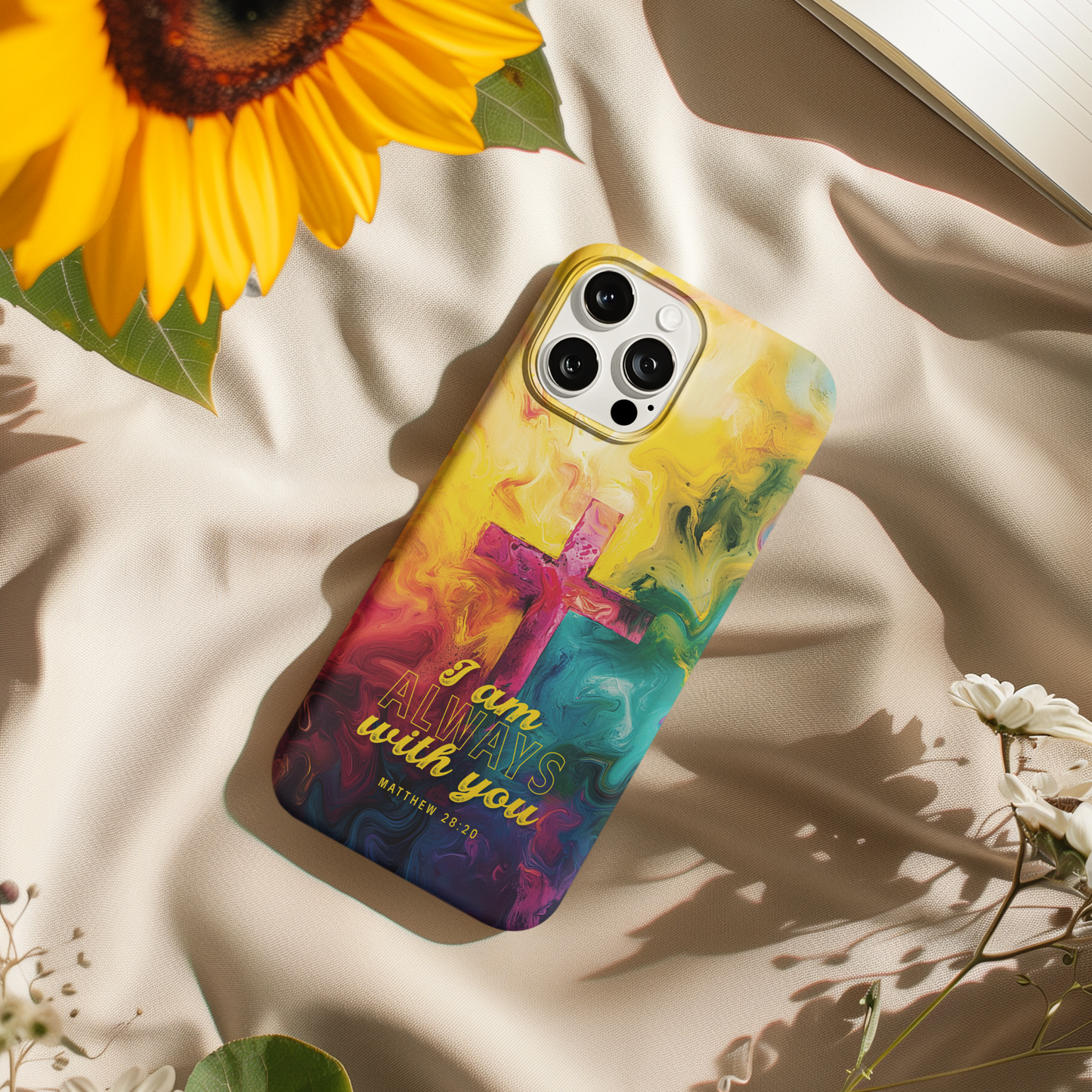 I Am Always With You, Matthew 28:20 Watercolor Cross Flexi Phone Case | Christian Gift | Scripture Art Accessory
