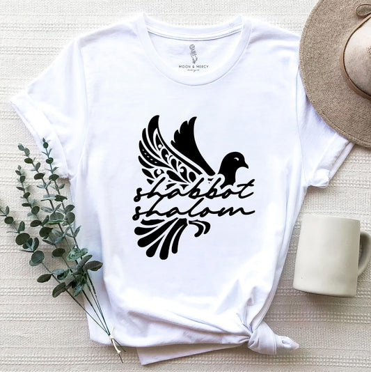 Shabbat Shalom Dove T-Shirt | Peaceful Jewish Sabbath Shirt | Sabbath Apparel