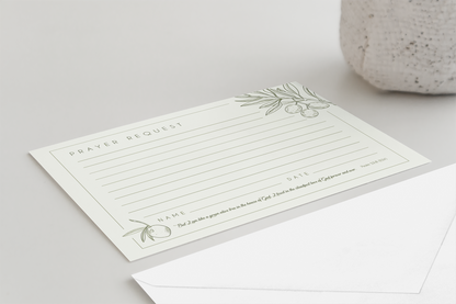 Elegant Prayer Request Cards | Double-Sided Christian Stationery with Olive Branch Design | Spiritual Encouragement & Religious Gifts