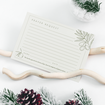 Elegant Prayer Request Cards | Double-Sided Christian Stationery with Olive Branch Design | Spiritual Encouragement & Religious Gifts