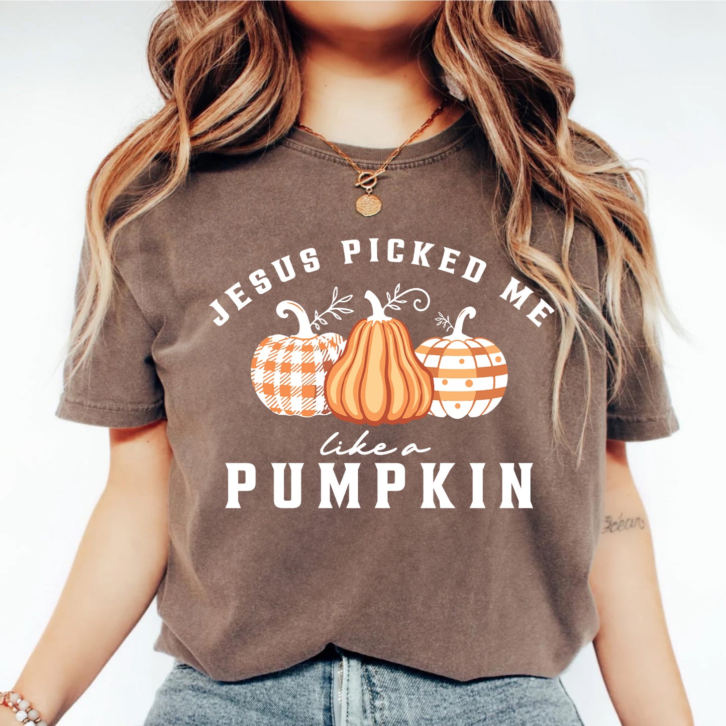 Jesus Picked Me Like a Pumpkin Shirt | Faith Based Fall Pumpkin Patch Tee | Chosen by God