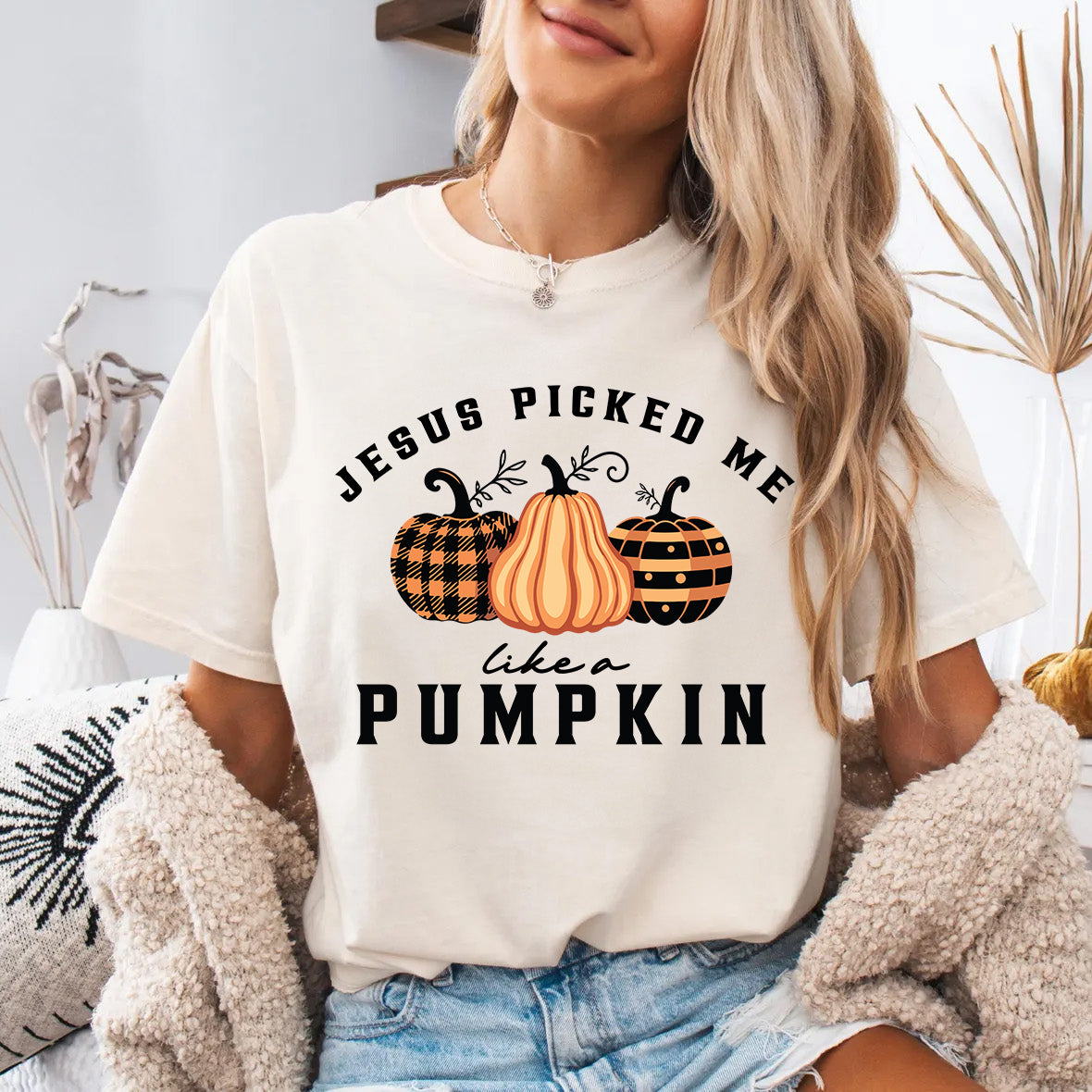 Jesus Picked Me Like a Pumpkin Shirt | Faith Based Fall Pumpkin Patch Tee | Chosen by God
