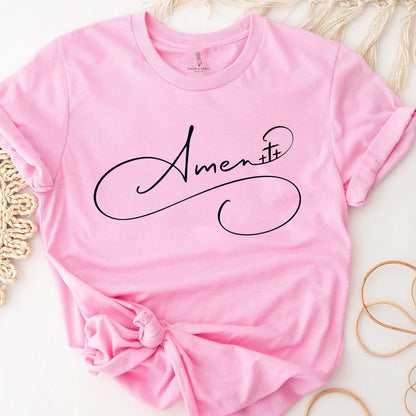 Amen Calligraphy Shirt with Three Crosses | Christian Apparel
