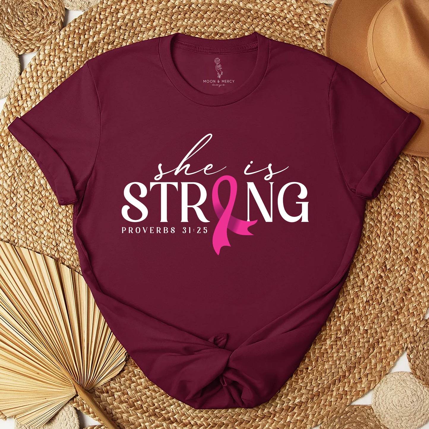 She Is Strong Breast Cancer Awareness Shirt | Inspirational Support Tee