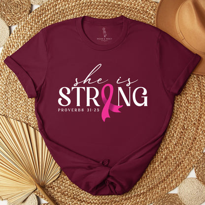 She Is Strong Breast Cancer Awareness Shirt | Inspirational Support Tee