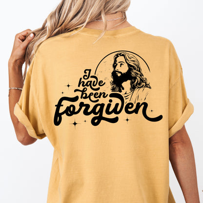 Forgiven Christian Shirt with Jesus Graphic | 1 John 1:9 Cross Bible Verse Reference