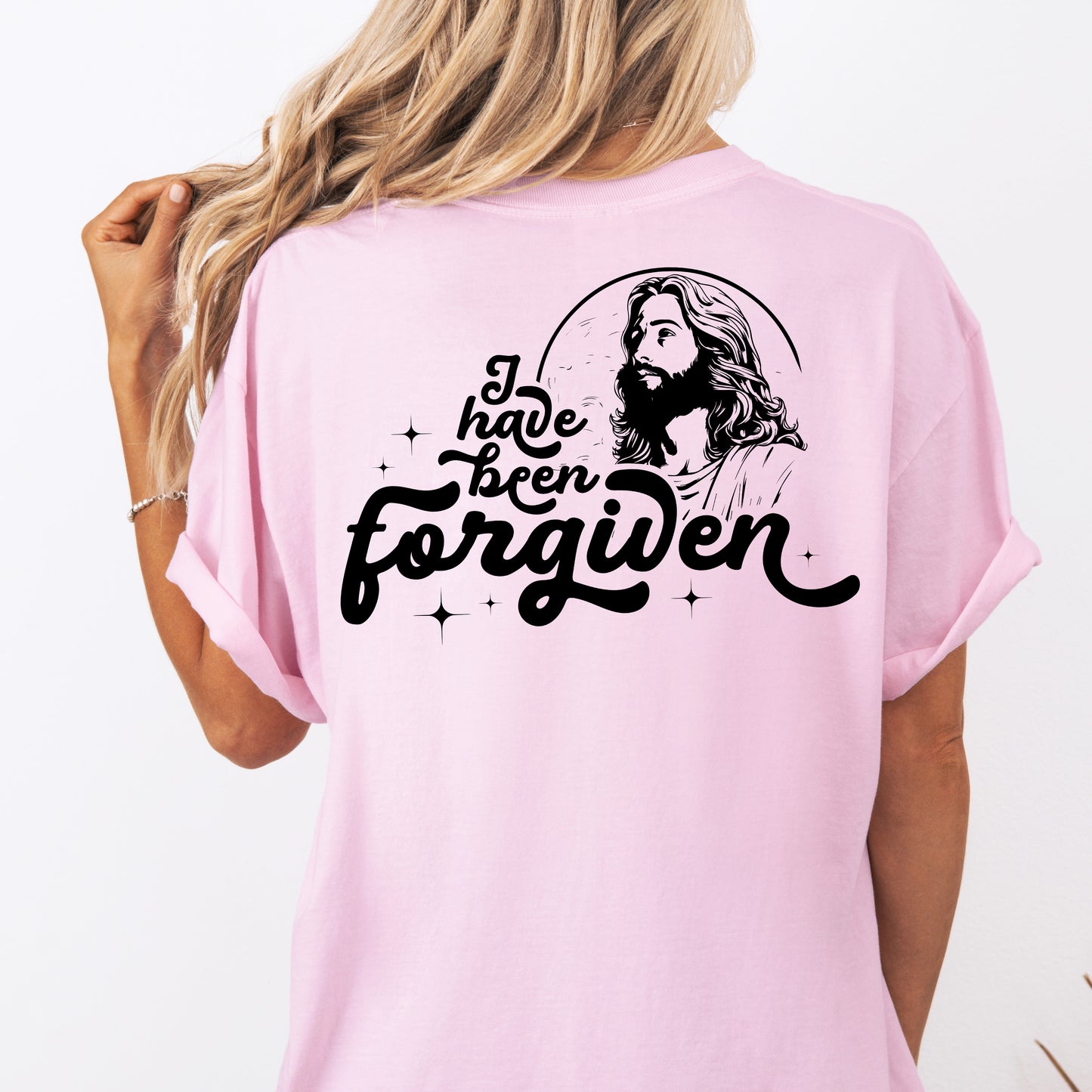Forgiven Christian Shirt with Jesus Graphic | 1 John 1:9 Cross Bible Verse Reference