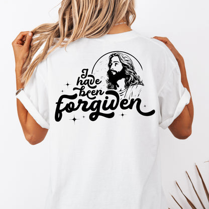 Forgiven Christian Shirt with Jesus Graphic | 1 John 1:9 Cross Bible Verse Reference