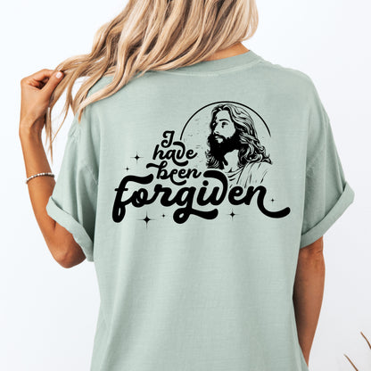 Forgiven Christian Shirt with Jesus Graphic | 1 John 1:9 Cross Bible Verse Reference