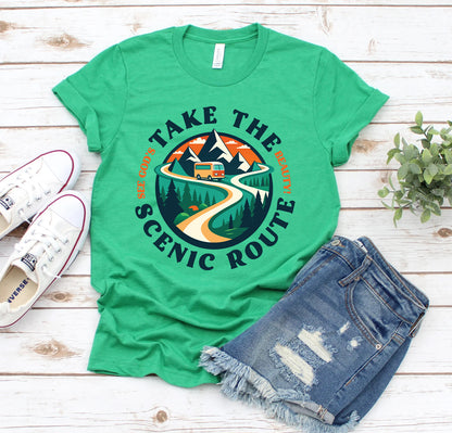 Take the Scenic Route Christian RV Camping Shirt | See God's Beauty | Faith Travel Mountain Adventure Shirt