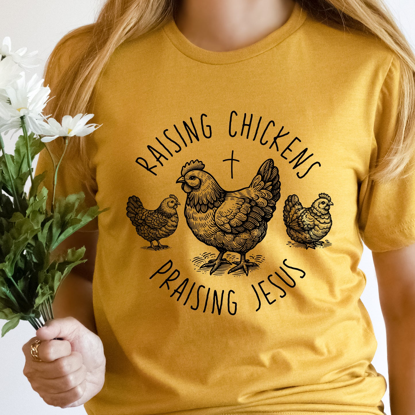 Raising Chickens Praising Jesus Shirt Christian Farm Life Shirt | Chicken Lovers Gift