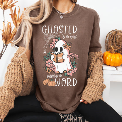 Ghosted by the World Guided by the Word Cute Bible Ghost Shirt | Faith-Based Halloween Shirt