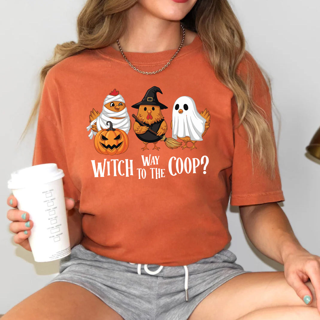 Witch Way to the Coop Funny Halloween Chicken Shirt | Cute Chicken Lover Gift | Spooky Homestead Shirt