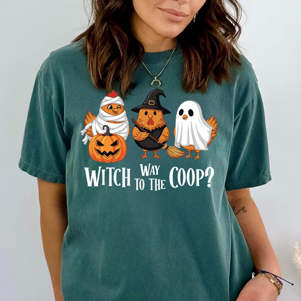Witch Way to the Coop Funny Halloween Chicken Shirt | Cute Chicken Lover Gift | Spooky Homestead Shirt