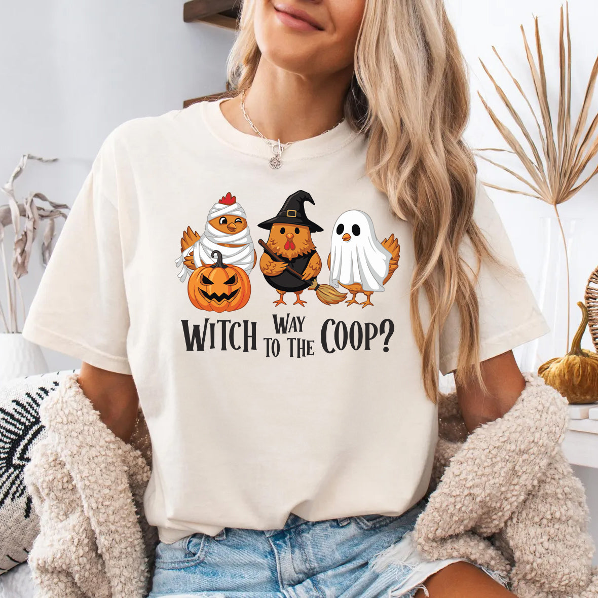 Witch Way to the Coop Funny Halloween Chicken Shirt | Cute Chicken Lover Gift | Spooky Homestead Shirt