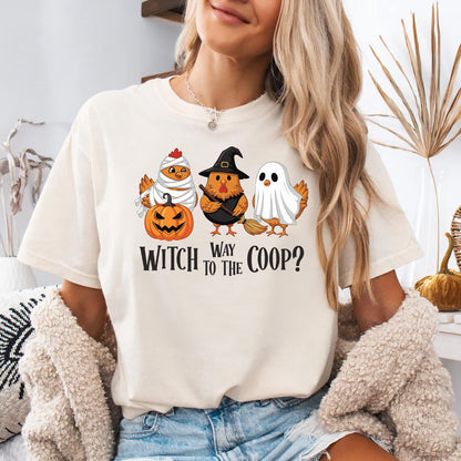 Witch Way to the Coop Funny Halloween Chicken Shirt | Cute Chicken Lover Gift | Spooky Homestead Shirt