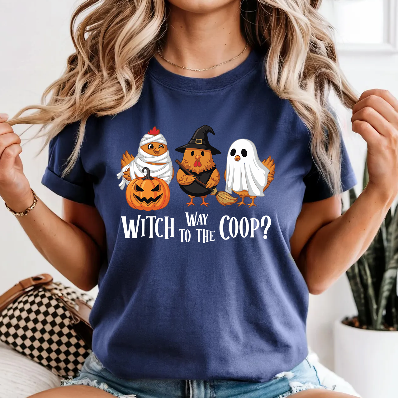Witch Way to the Coop Funny Halloween Chicken Shirt | Cute Chicken Lover Gift | Spooky Homestead Shirt